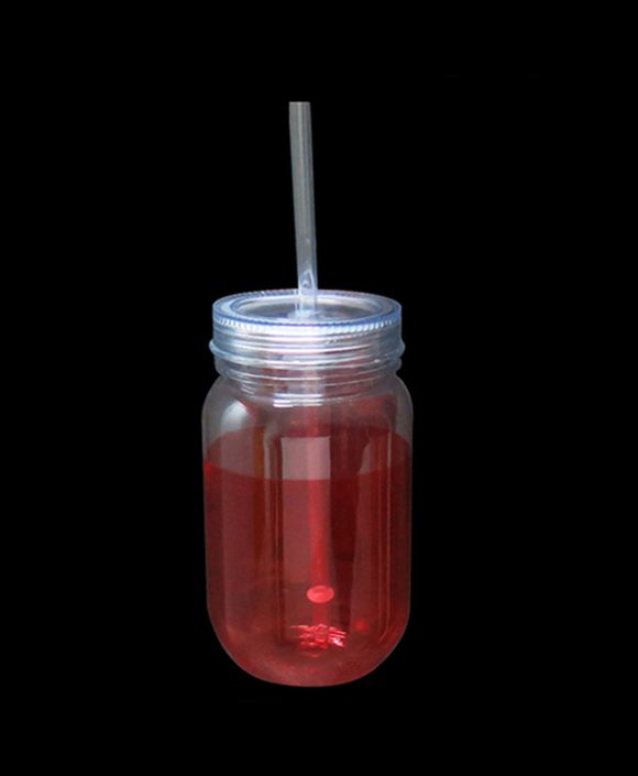 plastic mason jars with handle and straw ld-m103